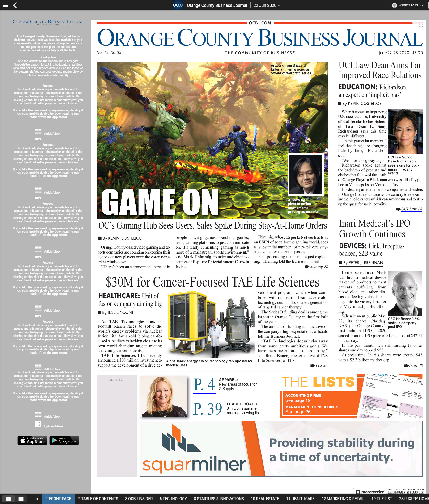 OC Business Journal Article on the EsportzNetwork website