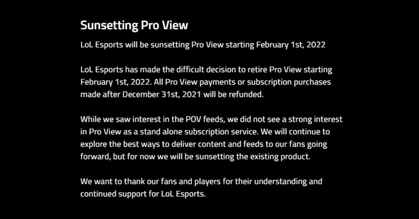 PRO VIEW LoL Esports